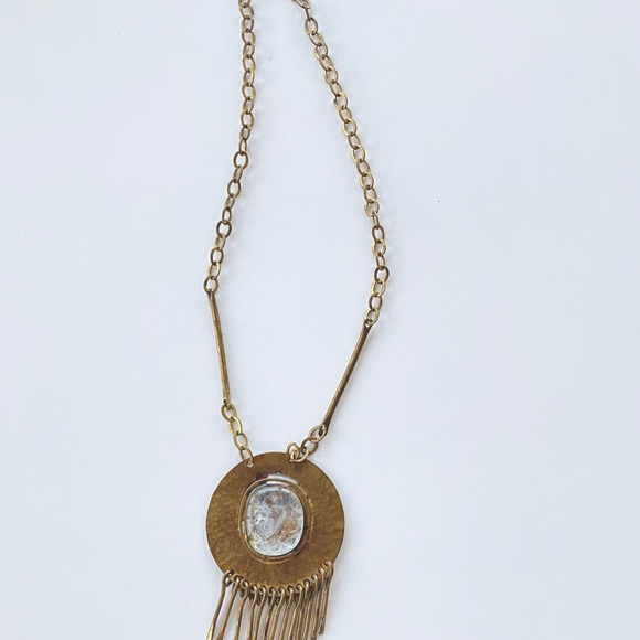 RAFAEL Signed 1970's Brass Pendant Necklace - Picture 3 of 7